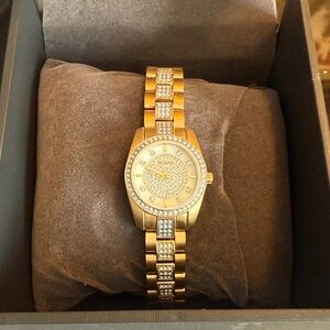 Bulova Gold Women's Watch with Crystal Detailing